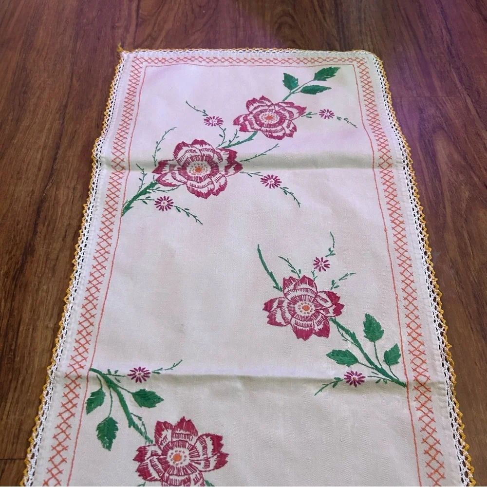 Vintage embroidered table runner